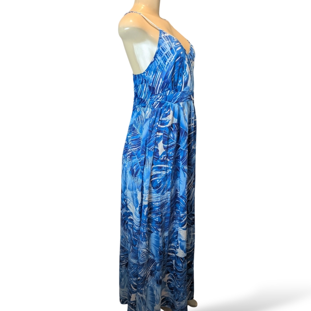 Hawaiianize Blue Tropical Print Cotton Maxi Dress Women's Large NWT - Picture 8 of 17